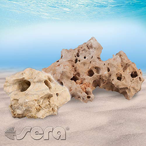 Sera Rock Hole Stone (Precio por Piedra) Diferentes tamaños – Piedras Perforadas o Piedras Perforadas – Decoración de Rocas Malawi Tanganjika Mar – Piedra Natural Decorativa para Acuario