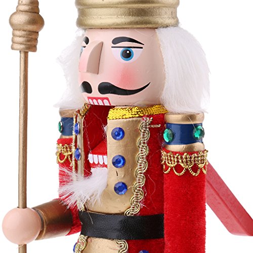 Sharplace 30cm Estatuilla de Figura de Soldado Cascanueces Muñeco de Madera Decoración de Hogar - G