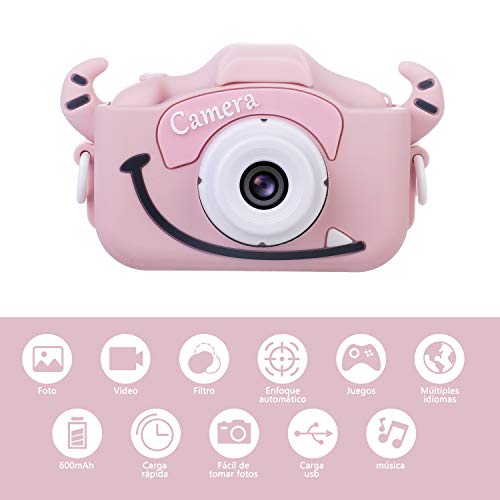 ShengRuHai Cámara de Fotos Digital para Niños,Cámara Digitale Selfie para Niños con Tarjeta de Memoria Micro SD 32GB,HD 1200 MP/1080P Doble Objetivo Regalos de Cumpleaños 3 a 12 años Niños y niñas