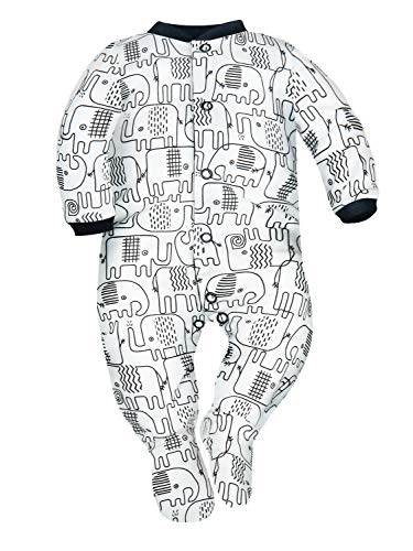 Sibinulo Nino Nina Pijama Bebé Pelele de Algodón Pack de 4 Nubes Cosmos Elefantes Negros y Estrellas 68(3-6 Meses)