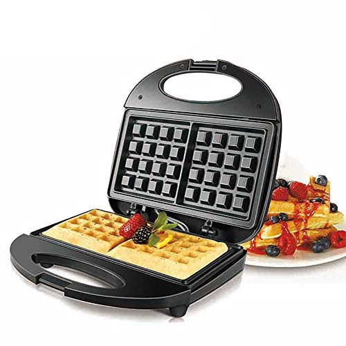 SJHP Wafflera eléctrica Antiadherente Belgian Waffle Hierro Snack-máquina del Fabricante sándwiches de Desayuno Compacto y portátil de 2 rebanadas Negro