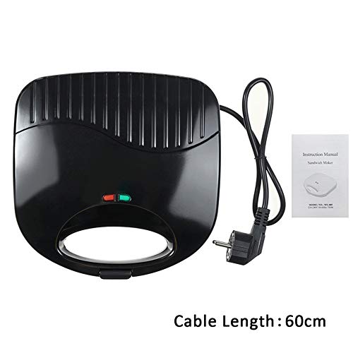 SJHP Wafflera eléctrica Antiadherente Belgian Waffle Hierro Snack-máquina del Fabricante sándwiches de Desayuno Compacto y portátil de 2 rebanadas Negro