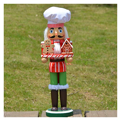 SMchwbc 34cm de Navidad Decoración de Madera Cascanueces Caramelo Cocinero figurita for la Navidad de decoración del hogar Decoración Artesanía de Madera