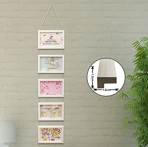 Solagua Marco de Madera para Pared Portafotos Vintage para Colgar Marcos de Foto Decorativo (Vertical 5 * 10x15cm, Crudo)