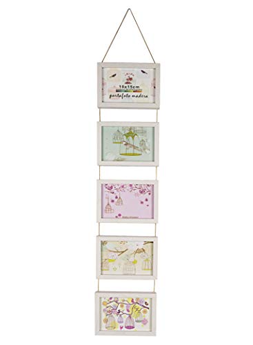 Solagua Marco de Madera para Pared Portafotos Vintage para Colgar Marcos de Foto Decorativo (Vertical 5 * 10x15cm, Crudo)