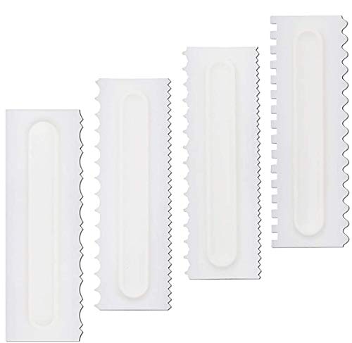 Sopplea Decoración de peine y glaseado más suave, juego de raspador de pasteles de 4 piezas.