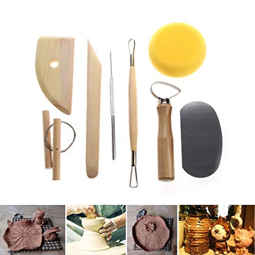 Soulitem 8 Piezas Loza Juego de Herramientas Arcilla Escultura para Modelado Esculpido Cerámica Arte Kit