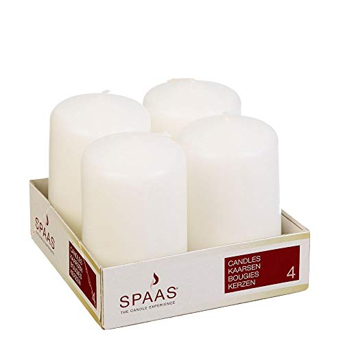 Spaas - Velas, Cera de parafina, Blanco, D 50 mm x H 80 mm
