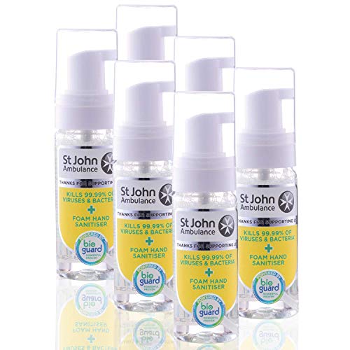 St John Ambulance - Desinfectante de manos de espuma | grado hospitalario y científicamente probado, paquete de 6 | 50 ml