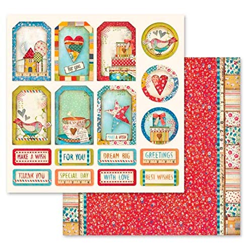 STAMPERIA Patchwork - Bloc de papel (10 hojas, doble cara), multicolor, 30.5 x 30.5 (12" x 12")