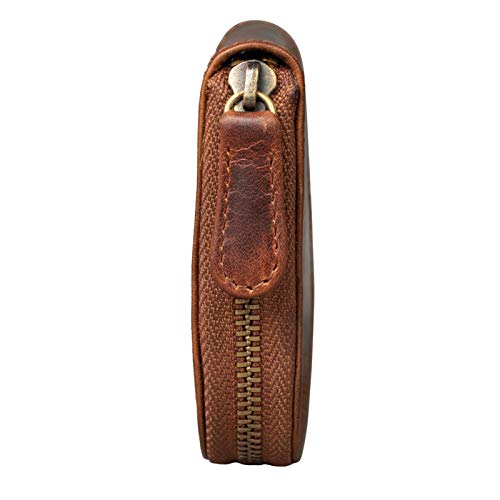STILORD 'Cash' Mini Billetera Hombre Piel Estuche de Llaves de Cuero Vintage Organizador Monedero Pequeña con Cremallera Slim Wallet, Color:Kara - Cognac