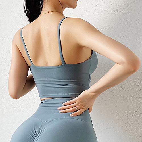 Sujetador Deportivo Mujer El Último Estilo Delgado Correa De Hombro Sujetador Deportivo Mujeres Sexy Torcedura A Prueba De Golpes Reunirse Correr Sujetador De Yoga Sujetador De Baile L Azul