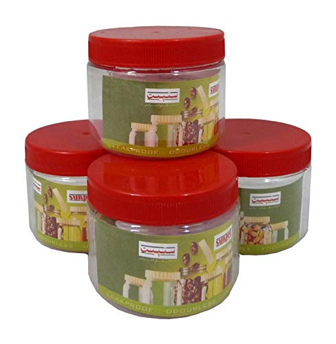 Sunpet - Botes de plástico para almacenamiento de alimentos, plástico, Rojo, 200 ml (pack de 4)