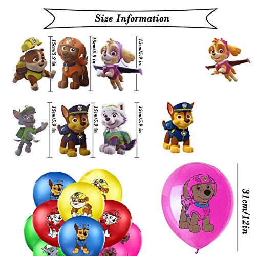 SUNSK Globos de Látex Paw Dog Patrol Cumpleaño Fiestas Decorar Patrulla Canina Serpentinas Techo Guirnalda Happy Birthday Party Decoración 26 Piezas