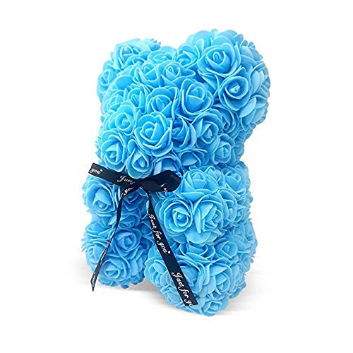 SUPERMOLON Oso Rosas Foam con Caja de Regalo Original - Rose Bear Oso de Rosas Artificiales - Regalo San Valentín, Enamorados, Aniversario, Amor - Entrega en 24h (Azul)