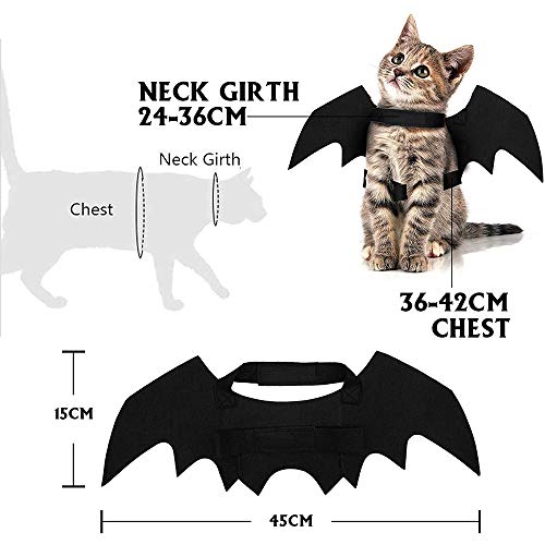sus Alas de Murciélago para Mascotas de Halloween, con 2 Campanas, Disfraz para Gatos, Ropa para Disfraces de Mascotas de Halloween, para Cachorro, Perro, Gato