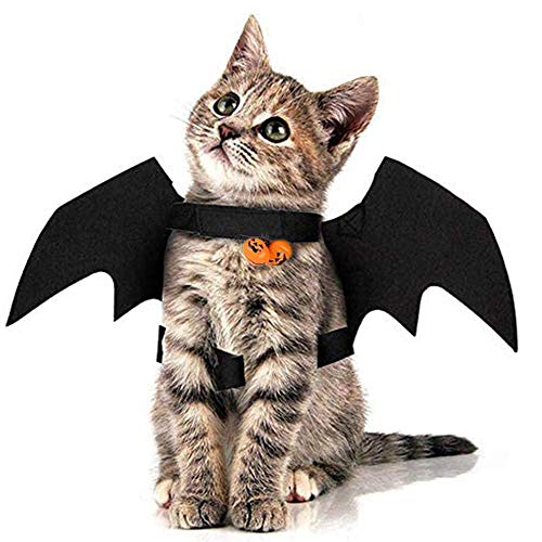 sus Alas de Murciélago para Mascotas de Halloween, con 2 Campanas, Disfraz para Gatos, Ropa para Disfraces de Mascotas de Halloween, para Cachorro, Perro, Gato