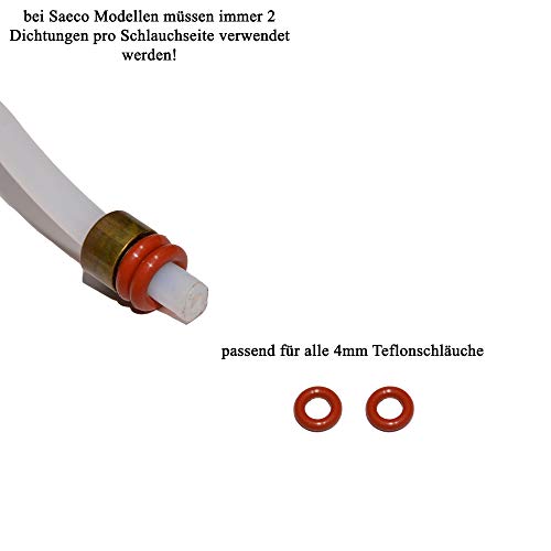 SW-K - 10 juntas para manguera de presión de 4 mm de teflón, adecuado para Saeco Philips Siemens Bosch Krups Spidem Gaggia Miele Solis König Rotel Satrap TurMix Jura Delonghi Melitta AEG Neff Gaggenau