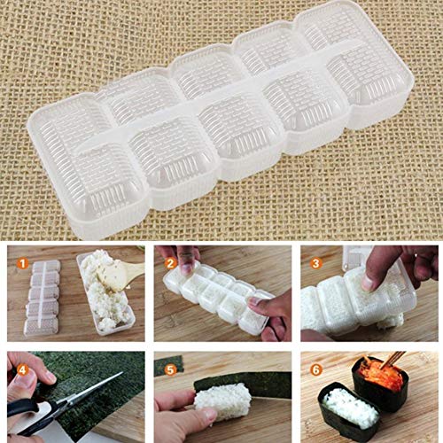 Switty Sushi Mold- Japón Nigiri Sushi Molde de Arroz Bola 5 Rollos Fabricante de Prensa Antiadherente Bento Herramienta