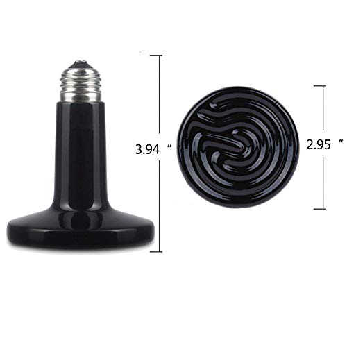 SYWAN 4pcs Lámpara de Calor de Reptil de Cerámica E27 220-240V Bombilla Emisor de Calor Infrarrojo Mascotas Nido Caliente Negro para Lagartos Tortuga Pollos Gatos (150w)