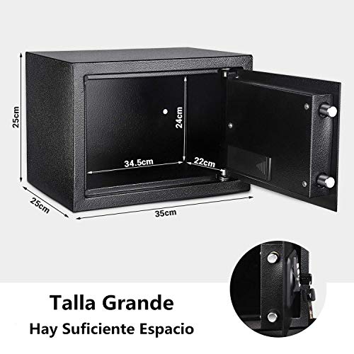TACKLIFE - 14L Caja Fuerte ( 35 x 25 x 25 cm), con Cerradura Electrónica y Llave de Emergencia, Montable en la pared, Súper Seguridad, Puede Almacenar Documentos Importantes, Joyas, Efectivo-HES25A