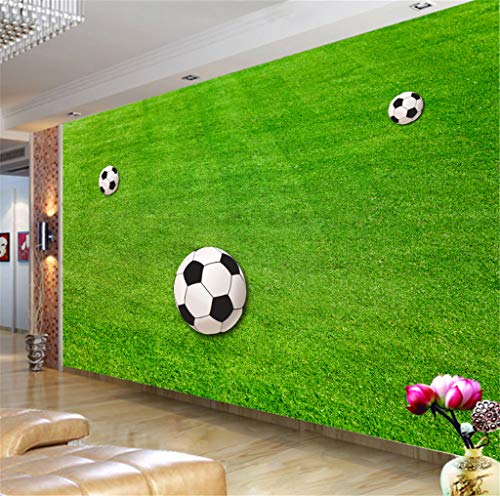 Tamaño De Papel Tapiz Murales Personalizables Campo De Fútbol De Césped Verde Para Sala De Estar Dormitorio Paredes Muro De Tela De Seda 3D Mural Moderno Decora 300X210 Cm