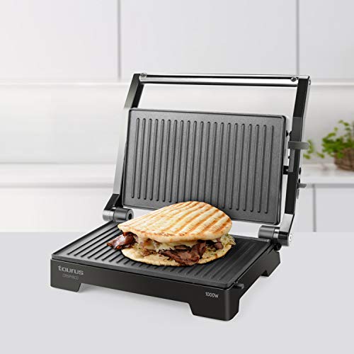 Taurus Crispy & Co Grill, 1000 W, Acero, Negro