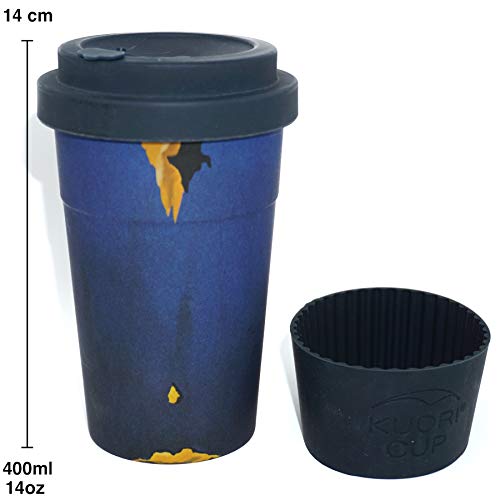 Taza de café de bambú Dios de fusión (tapa azul)