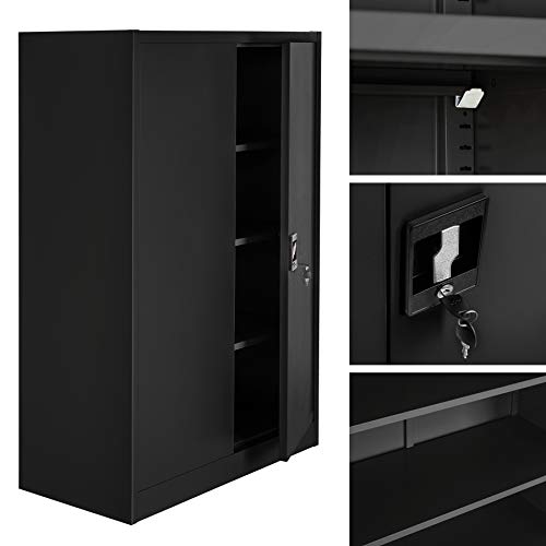 tectake 800598 Armario Archivador Negro, Armario de Almacenaje, de Acero, Armario de Puertas Batientes - Varios Modelos (Tipo 1 | No. 402937)