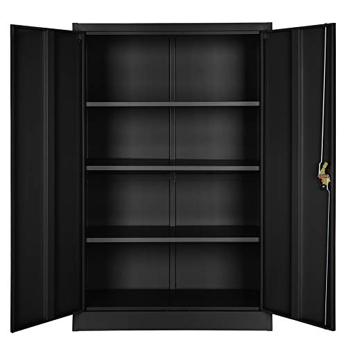 tectake 800598 Armario Archivador Negro, Armario de Almacenaje, de Acero, Armario de Puertas Batientes - Varios Modelos (Tipo 1 | No. 402937)