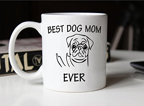 This Might be Wine Funny Pug Dog Mom Taza de café para amantes de perros, mejor perro mamá jamás mejor lindo para mamá madre taza de porcelana blanca, 11 oz