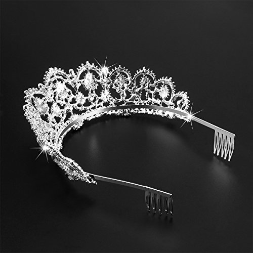 Tiara de novia con diamantes de imitación y peinetas laterales, marca Frcolor