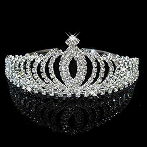 Tiara de princesa con cristales brillantes para niños, con peine, para cumpleaños, con purpurina