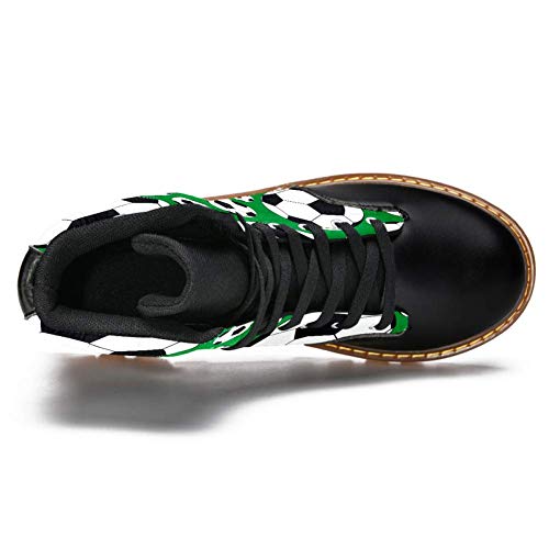 TIZORAX Botas de invierno para las mujeres Balones de Fútbol Deporte Patrón de Fútbol Impresiones de Alta Parte Superior de Encaje Clásico de Lona, color Multicolor, talla 40 EU