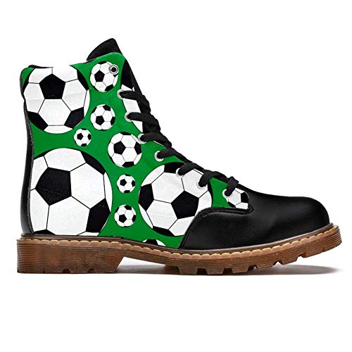 TIZORAX Botas de invierno para las mujeres Balones de Fútbol Deporte Patrón de Fútbol Impresiones de Alta Parte Superior de Encaje Clásico de Lona, color Multicolor, talla 40 EU