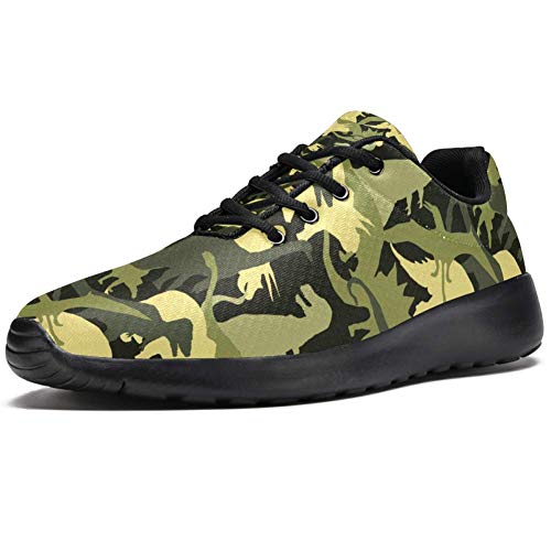 TIZORAX Zapatillas de correr para mujer, diseño de dinosaurio de camuflaje, color Multicolor, talla 41.5 EU