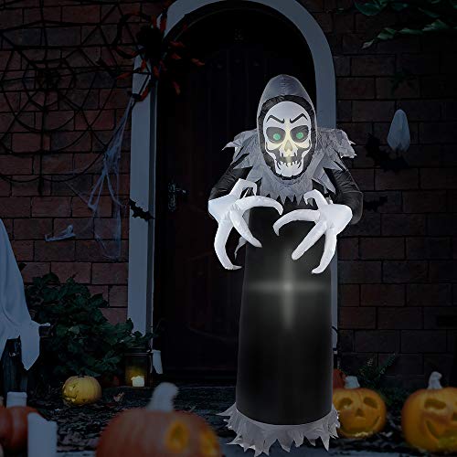 TOLEAD 6 pies de Halloween Inflable Ghost, esqueleto inflable con luces LED internas para interior y exterior, decoración de césped / patio / jardín, negro