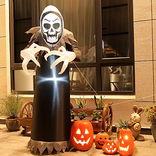 TOLEAD 6 pies de Halloween Inflable Ghost, esqueleto inflable con luces LED internas para interior y exterior, decoración de césped / patio / jardín, negro