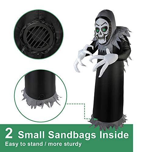 TOLEAD 6 pies de Halloween Inflable Ghost, esqueleto inflable con luces LED internas para interior y exterior, decoración de césped / patio / jardín, negro