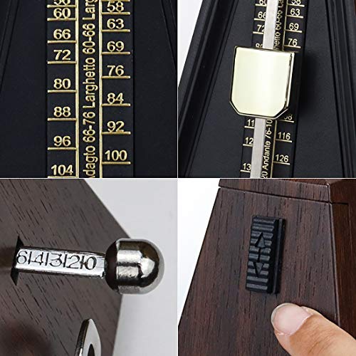 TooFu - Metrónomo mecánico antiguo, imitación de madera de teca, temporizador de música para guitarra de piano, Color teca