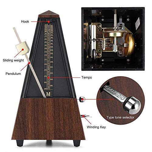 Top-Spring antiguo metrónomo mecánico alemán artesanía puro movimiento de cobre teca color imitación madera música temporizador para piano guitarra instrumento musical