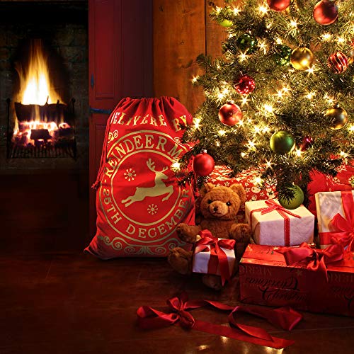TRIXES Saco Grande Rojo con Cordones para Navidad, Estafeta, Santa Claus y Renos