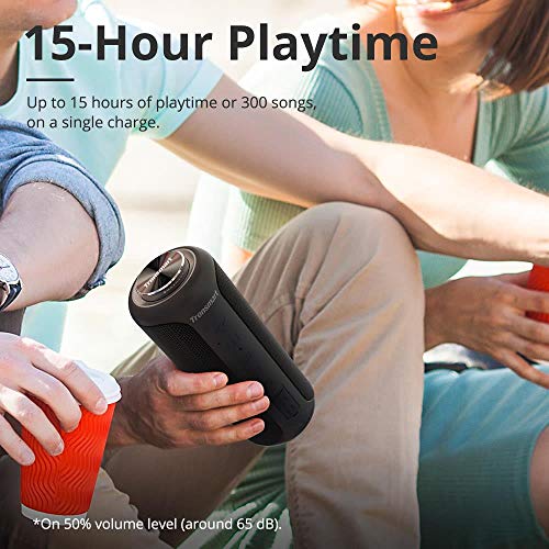 Tronsmart T6 Plus Edición Mejorada Altavoz Bluetooth 40W, Altavoz Portatil Sonido Estéreo 360°TWS, Efecto de Triple Bajo Potente, Waterproof IPX6 con Powerbank, 15 Hora de Reproducción, y Manos Libres