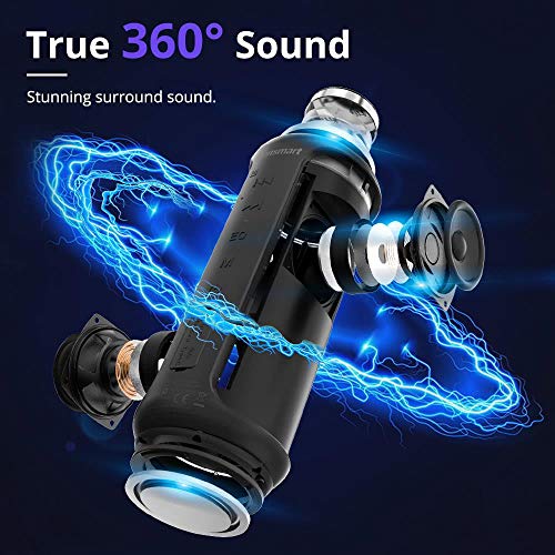Tronsmart T6 Plus Edición Mejorada Altavoz Bluetooth 40W, Altavoz Portatil Sonido Estéreo 360°TWS, Efecto de Triple Bajo Potente, Waterproof IPX6 con Powerbank, 15 Hora de Reproducción, y Manos Libres