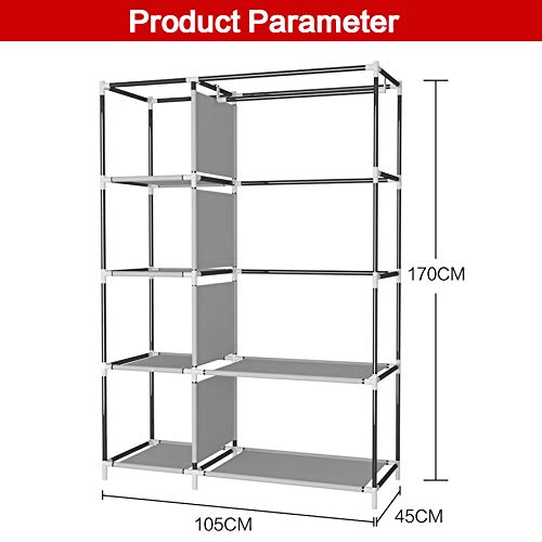 UDEAR Armario Closet Organizador Plegable para Ropa Ropero Resistente al Polvo Guardarropa Marrón 105 x 45 x 170 CM