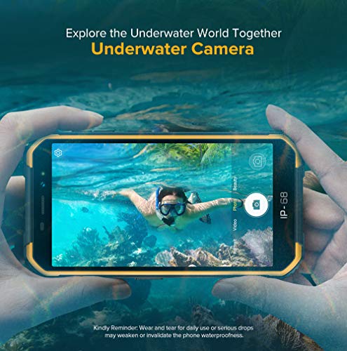 Ulefone Armor X6 Teléfono Moviles Resistentes, Android 9.0 5.0 ”IP68 Impermeable Móvil Antigolpes Todoterreno, Dual SIM, 2GB + 16GB, 5MP+8MP, 4000mAh Batería, Desbloqueo Facial GPS Naranja