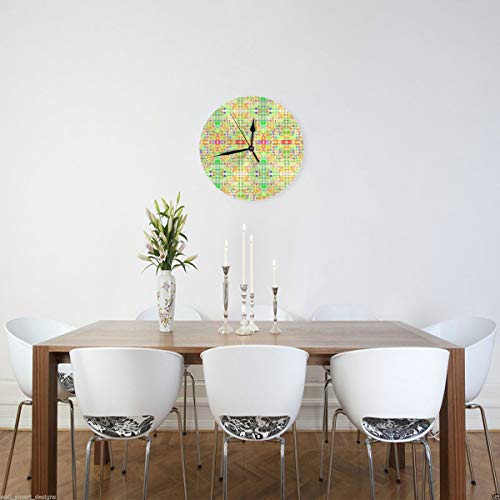 Uliykon - Reloj de Pared con diseño de jardín de delicias pasteleras y Escala Extra, silencioso y no Hace Golpes, de Cuarzo, de PVC, para casa, Oficina, Escuela, Decorativo, Redondo, de 9.8 Pulgadas