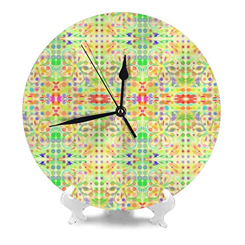 Uliykon - Reloj de Pared con diseño de jardín de delicias pasteleras y Escala Extra, silencioso y no Hace Golpes, de Cuarzo, de PVC, para casa, Oficina, Escuela, Decorativo, Redondo, de 9.8 Pulgadas