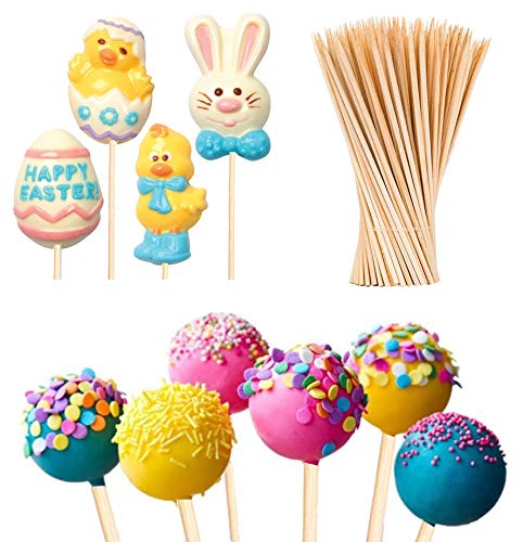 Unique’store 140 palitos de madera, 90 pedazo 15 cm palitos de piruleta para Cake Pop Sticks,Brochetas De Frutas, 50 pedazo 114*10mm Palos de Helado para barras de helado.