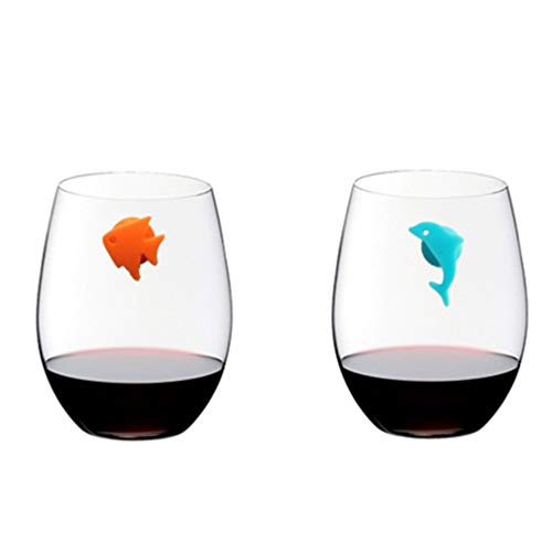 UPKOCH - Marcadores de vasos de silicona para copas de vino con forma de animales marinos - 12 unidades